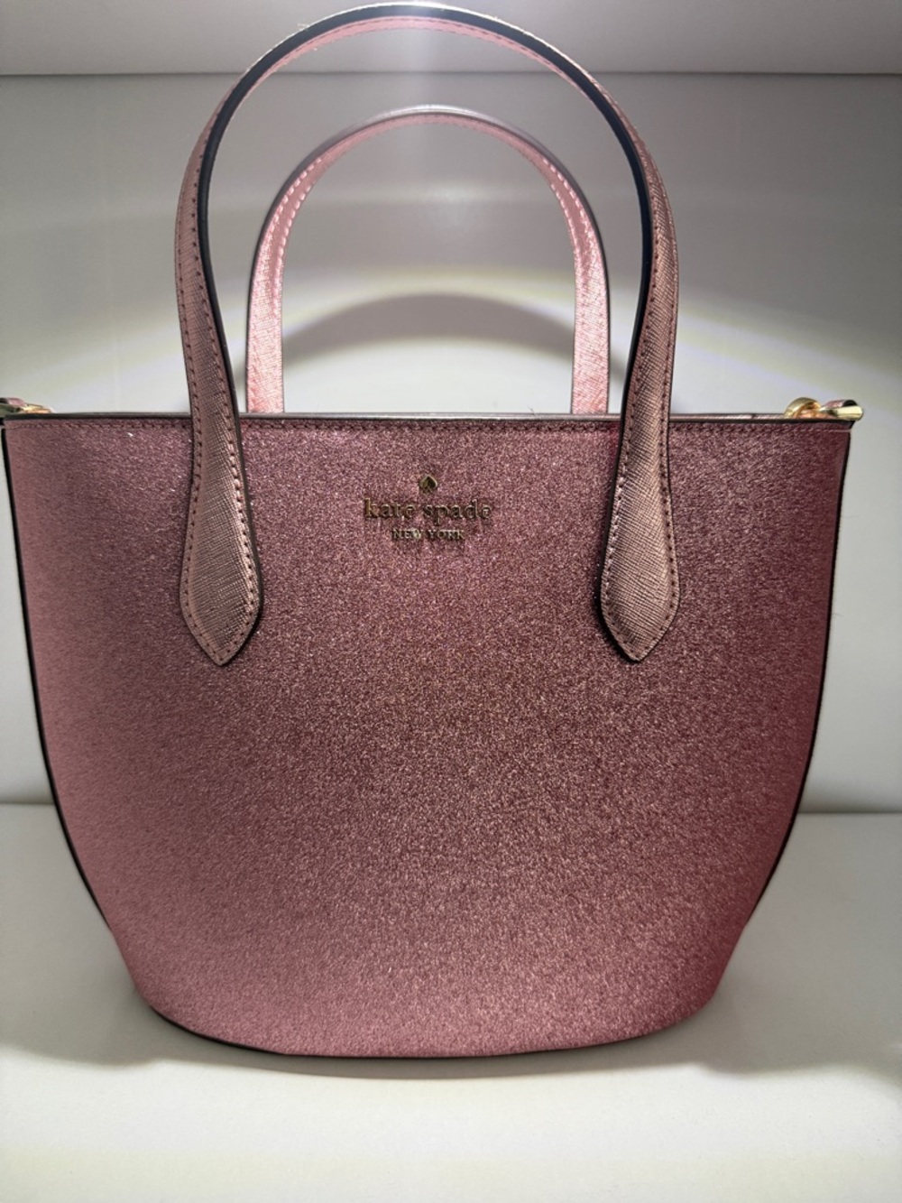 kate spade metallic rose pink tote
